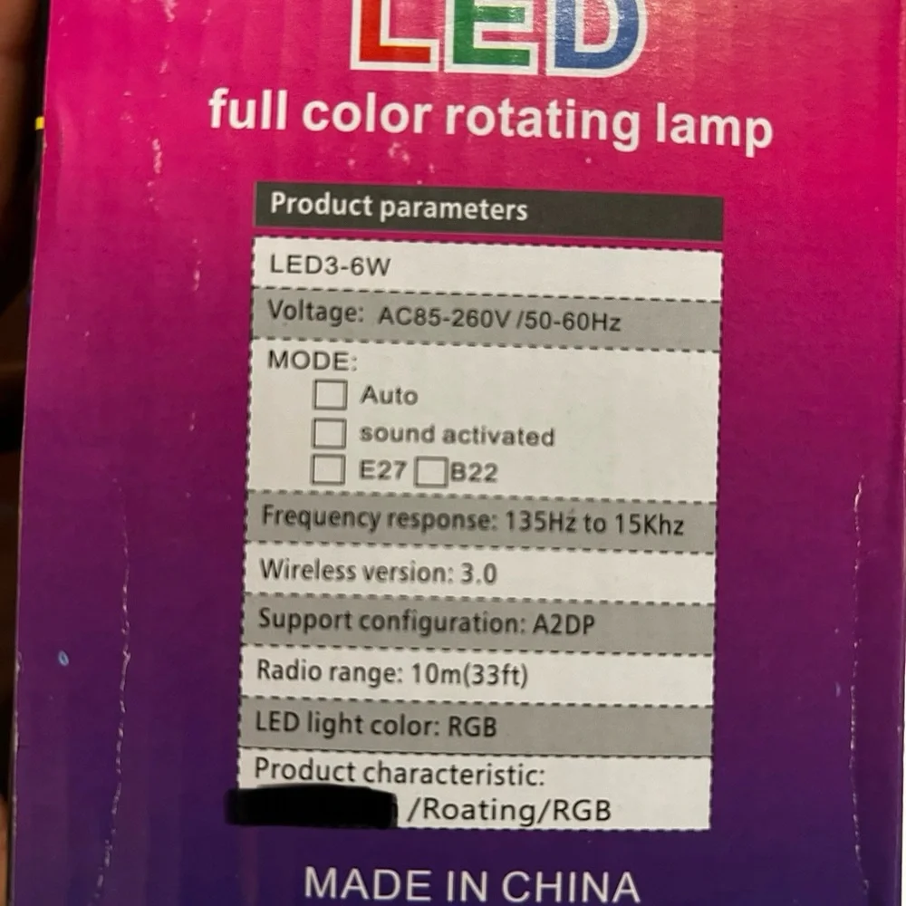 Colorful LED Disco Light Bulbs with Adapters
